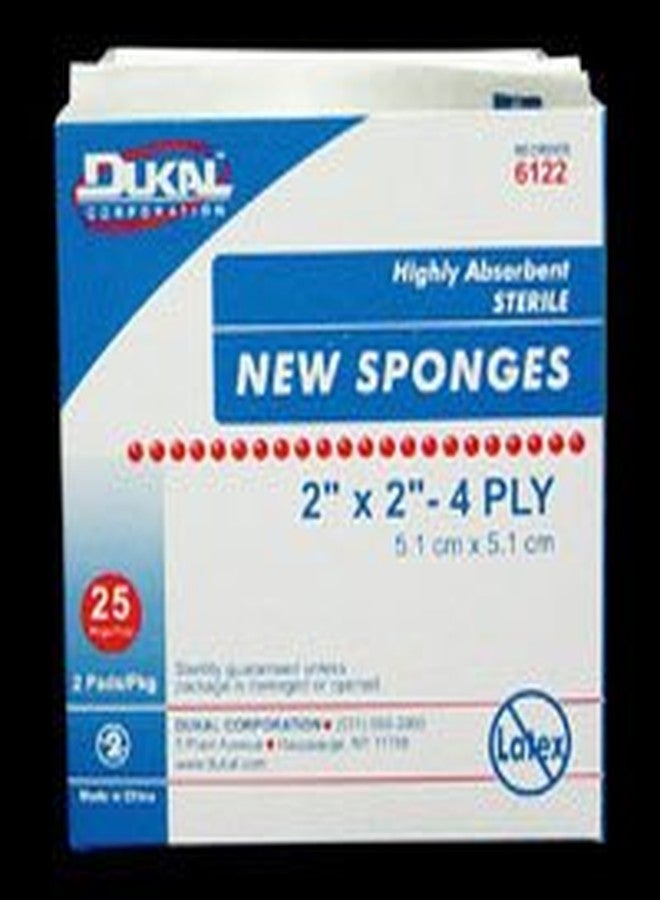 Dukal New Sponges, Sterile, 2" x 2", Box of 50